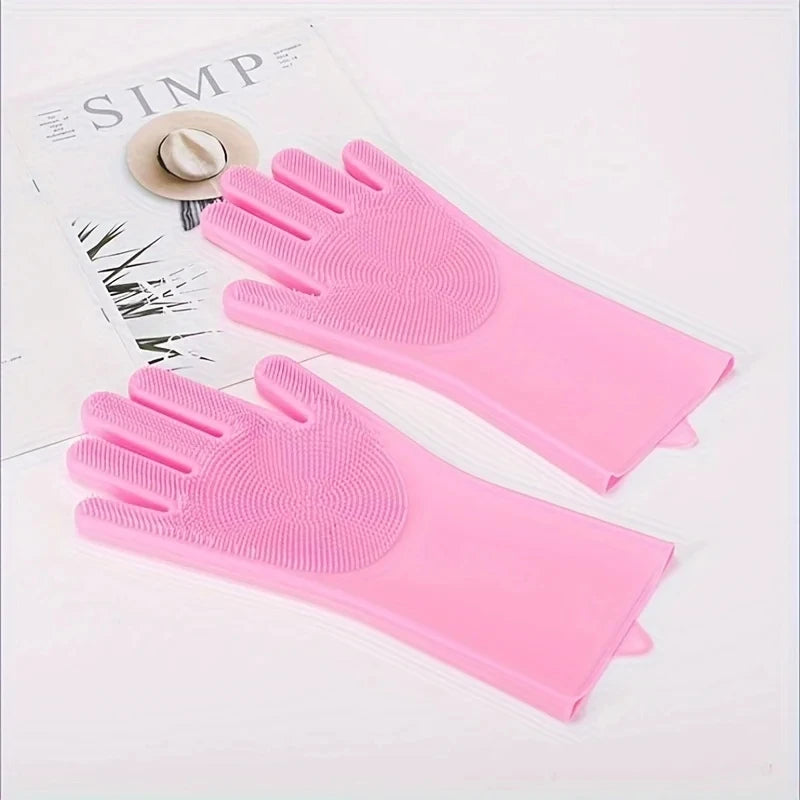 Pet Grooming Cleaning Gloves Dog Cat Bathing Shampoo Glove Scrubber Magic Dishwashing Cleanner Sponge Silicon Hair Removal Glove