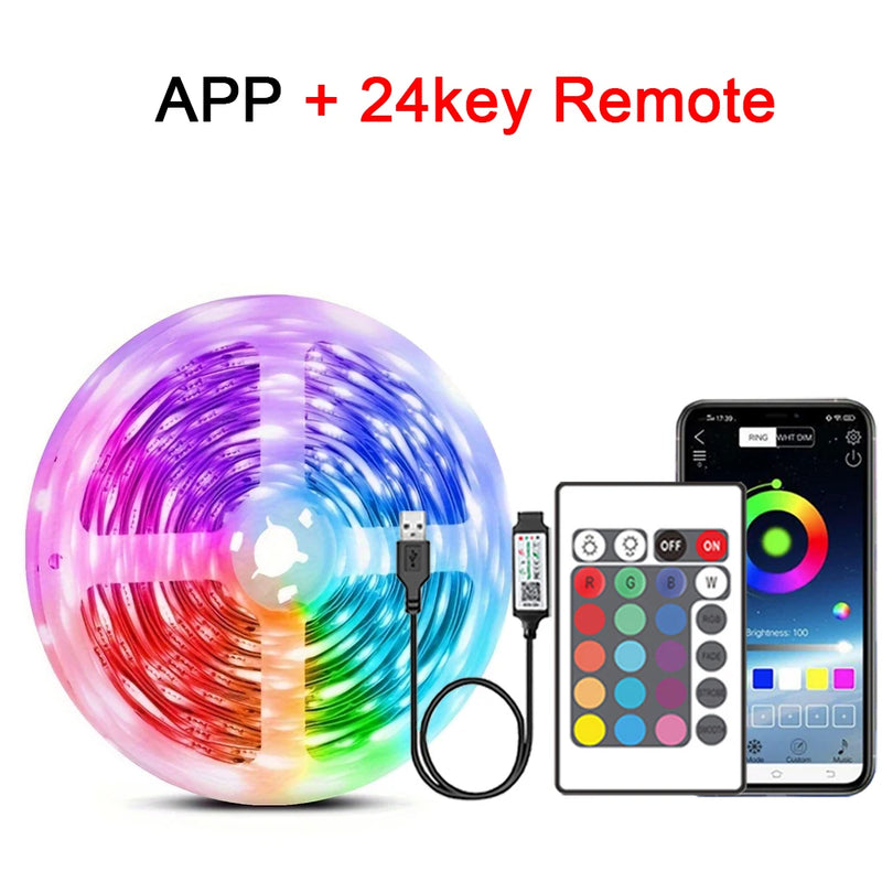 RGB LED Strip Lights Music Sync USB 5V Remote Control Led Ribbon Flexible Lamp For Room Party TV Desk Bedroom Decoration